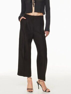 Aritzia Wilfred Effortless Cropped Wide-Leg Linen Pants Black Size 6